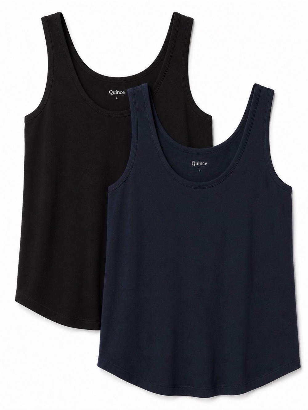 Quince NWOT Set of 2 Cotton Modal Scoop Neck Tanks Black Navy Large Tank Top